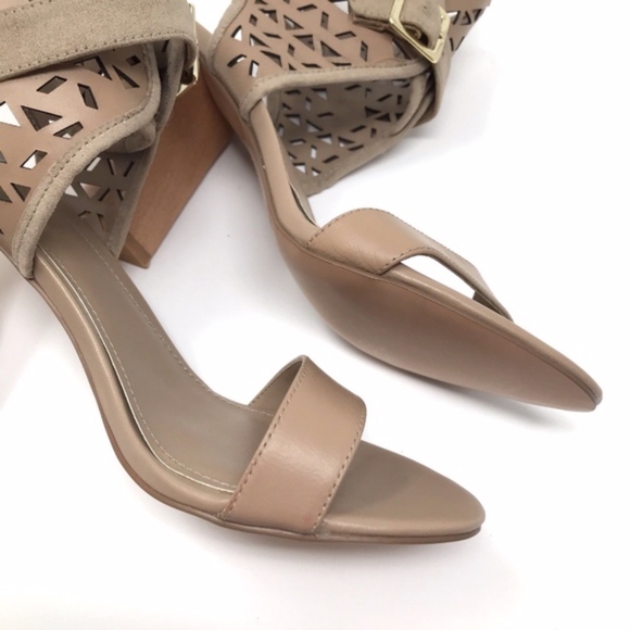 Charles David Taupe Leather Laser Cut Juno Sandals - Picture 3 of 8